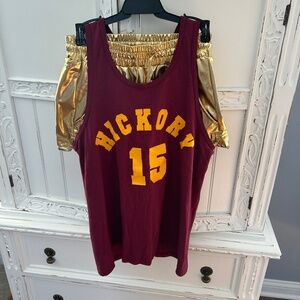 Hickory Hoosiers costume jersey and gold shorts